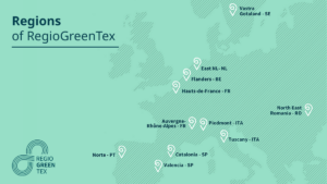 Carte des régions rassemblées dans le cadre du projet RegioGreenTex